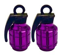 cyclingcolors 2X Tapas Tapones de Válvula Forma Granada Aluminio Schrader neumático Bicicleta Moto Coche Quad Patinete, Violeta