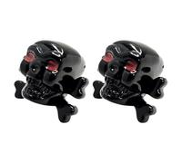 cyclingcolors 2X Tapas Tapones de Válvula Tipo Calavera con Cruz de Huesos plástico Schrader neumático Bicicleta Moto Coche Quad Patinete, Negro