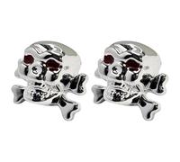 cyclingcolors 2X Tapas Tapones de Válvula Tipo Calavera con Cruz de Huesos plástico Schrader neumático Bicicleta Moto Coche Quad Patinete, Plata