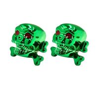 cyclingcolors 2X Tapas Tapones de Válvula Tipo Calavera con Cruz de Huesos plástico Schrader neumático Bicicleta Moto Coche Quad Patinete, Verde