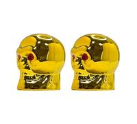cyclingcolors 2X Tapas Tapones de Válvula Tipo Calavera plástico Schrader neumático Bicicleta Moto Coche Quad Patinete, Amarillo