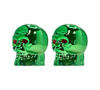 cyclingcolors 2X Tapas Tapones de Válvula Tipo Calavera plástico Schrader neumático Bicicleta Moto Coche Quad Patinete, Verde