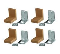 cyclingcolors 4x Escuadra de fijación, acero con tapa plástica, ángulo 90 grados, acabado roble, capacidad de carga hasta 20 kg