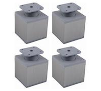 cyclingcolors 4X Patas Pies para Muebles 60x60 mm Altura 100 mm Aluminio Regulables 15 mm Soporte Universal sofá Armario Cocina baño Acabado Acero Inoxidable