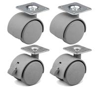 cyclingcolors 4x rueda giratoria para mueble 40 mm con y sin freno con placa 42 x 42 mm universal carga máx 20 kg rueda carro cajón gris