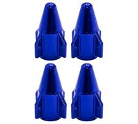 cyclingcolors 4X Tapas Tapones de Válvula Forma Cohete Aluminio Schrader neumático Bicicleta Moto Coche Quad Patinete, Azul