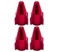 cyclingcolors 4X Tapas Tapones de Válvula Forma Cohete Aluminio Schrader neumático Bicicleta Moto Coche Quad Patinete, Rojo