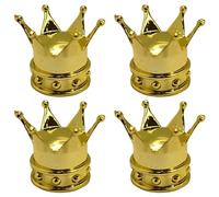 cyclingcolors 4X Tapas Tapones de Válvula Forma Corona Rey Reina plástico Schrader neumático Bicicleta Moto Coche Quad Patinete, Dorado