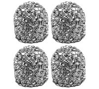 cyclingcolors 4X Tapas Tapones de Válvula Forma Cristal Diamante con Purpurina y Strass plástico Schrader neumático Bicicleta Moto Coche Quad Patinete, Plata