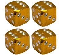 cyclingcolors 4X Tapas Tapones de Válvula Forma Dado Aluminio Schrader neumático Bicicleta Moto Coche Quad Patinete, Dorado