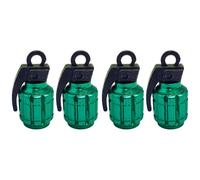 cyclingcolors 4X Tapas Tapones de Válvula Forma Granada Aluminio Schrader neumático Bicicleta Moto Coche Quad Patinete, Verde