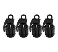 cyclingcolors 4X Tapas Tapones de Válvula Forma Granada Aluminio Schrader neumático Bicicleta Moto Coche Quad Patinete, Negro