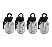 cyclingcolors 4X Tapas Tapones de Válvula Forma Granada Aluminio Schrader neumático Bicicleta Moto Coche Quad Patinete, Plata