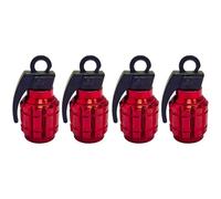 cyclingcolors 4X Tapas Tapones de Válvula Forma Granada Aluminio Schrader neumático Bicicleta Moto Coche Quad Patinete, Rojo