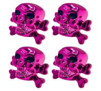 cyclingcolors 4X Tapas Tapones de Válvula Tipo Calavera con Cruz de Huesos plástico Schrader neumático Bicicleta Moto Coche Quad Patinete, Violeta
