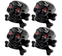 cyclingcolors 4X Tapas Tapones de Válvula Tipo Calavera con Cruz de Huesos plástico Schrader neumático Bicicleta Moto Coche Quad Patinete, Negro