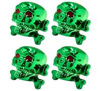 cyclingcolors 4X Tapas Tapones de Válvula Tipo Calavera con Cruz de Huesos plástico Schrader neumático Bicicleta Moto Coche Quad Patinete, Verde