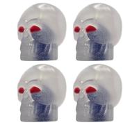 cyclingcolors 4X Tapas Tapones de Válvula Tipo Calavera fosforescente Luminosa Nocturna Schrader neumático Bicicleta Moto Coche Quad Patinete, Azul