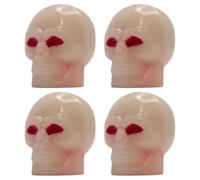cyclingcolors 4X Tapas Tapones de Válvula Tipo Calavera fosforescente Luminosa Nocturna Schrader neumático Bicicleta Moto Coche Quad Patinete, Rojo