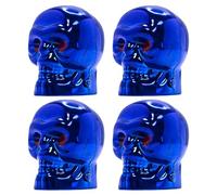 cyclingcolors 4X Tapas Tapones de Válvula Tipo Calavera plástico Schrader neumático Bicicleta Moto Coche Quad Patinete, Azul