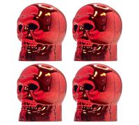 cyclingcolors 4X Tapas Tapones de Válvula Tipo Calavera plástico Schrader neumático Bicicleta Moto Coche Quad Patinete, Rojo
