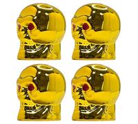 cyclingcolors 4X Tapas Tapones de Válvula Tipo Calavera plástico Schrader neumático Bicicleta Moto Coche Quad Patinete, Amarillo