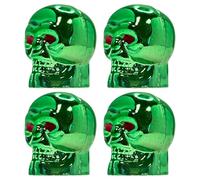cyclingcolors 4X Tapas Tapones de Válvula Tipo Calavera plástico Schrader neumático Bicicleta Moto Coche Quad Patinete, Verde