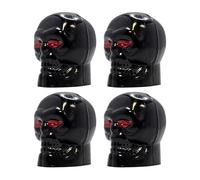 cyclingcolors 4X Tapas Tapones de Válvula Tipo Calavera plástico Schrader neumático Bicicleta Moto Coche Quad Patinete, Negro