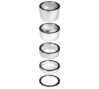 cyclingcolors 5X Espaciador para Potencia Bicicleta MTB Casquillo Manillar Separadore Anilla Dirección Ciclismo Aluminio Plata, 1" 2+5+10+15+20mm