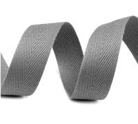 cyclingcolors cinta de sarga de algodón en espiga ancho 25mm x longitud 50m, gris