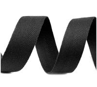 cyclingcolors cinta de sarga de algodón en espiga ancho 25mm x longitud 50m, negro