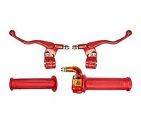 cyclingcolors Kit Puños Moto Ciclomotor Scooter con Acelerador y Manetas Izquierda Derecha - Manillar 22 mm - Revestimientos de Goma Antideslizante - Diseño Targa, rojo