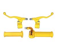 cyclingcolors Kit Puños Moto Ciclomotor Scooter con Acelerador y Manetas Izquierda Derecha - Manillar 22 mm - Revestimientos de Goma Antideslizante - Diseño Targa, amarillo