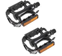 cyclingcolors Par de Pedales de Aluminio Negro para Bicicleta Urbana/híbrida, 80x100 mm, con Reflector Naranja