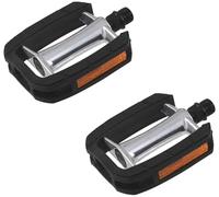 cyclingcolors Par de Pedales de Aluminio Negro para Bicicleta Urbana/híbrida, 9/16" x 14 mm, con Reflector Naranja