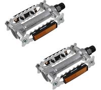 cyclingcolors Par de Pedales de Aluminio Plateado para Bicicleta Urbana/híbrida, 111 x 75 mm, con Reflector Naranja