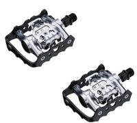 cyclingcolors Par de Pedales de Bicicleta semiautomáticos Negros y Plateados, de Aluminio Forjado, 103x63mm, compatibles con SPD Eje 9/16" x 14 mm