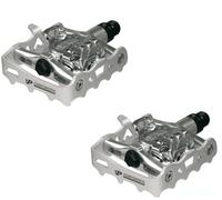 cyclingcolors Par de Pedales de Bicicleta semiautomáticos Plateados, de Aluminio Forjado, 103x63mm, compatibles con SPD Eje 9/16" x 14 mm