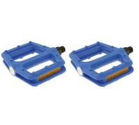 cyclingcolors Par de Pedales para Bicicleta de montaña BMX Freeride, Azules, 111 x 105 x 26 mm con Reflector Naranja, Eje de 9/16" x 14 mm