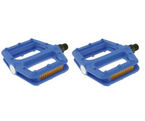 cyclingcolors Par de Pedales para Bicicleta de montaña BMX Freeride, Azules, 111 x 105 x 26 mm con Reflector Naranja, Eje de 9/16" x 14 mm