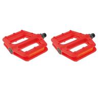 cyclingcolors Par de Pedales para Bicicleta de montaña BMX Freeride, Rojos, 111 x 105 x 26 mm con Reflector Naranja, Eje de 9/16" x 14 mm