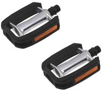 cyclingcolors Par de Pedales para Bicicleta Urbana/híbrida de Aluminio Plateado y Negro con Reflector Naranja, cómodos y Antideslizantes.