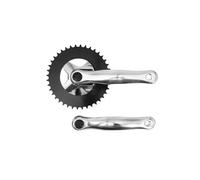 cyclingcolors Platos y bielas para Bicicleta con Brazo de biela, 38 Dientes, Longitud 170 mm, Aluminio, Color Plata, Cadena de 2,38" (3/32"), Compatible con líderes Fox