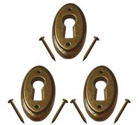 cyclingcolors Roseta Placa de Llave Cubierta bocallave Cerradura Antigua Mueble diseño Vintage Acabado Bronce 20 x 37 mm (Paquete de 3)