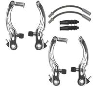 cyclingcolors Set V-Brake Juego de Frenos Delantero Trasero Acero Plata para Bicicleta MTB