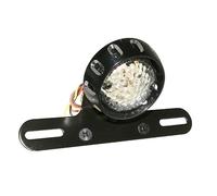cyclingcolors Soporte de matrícula portaplacas Portamatriculas para Moto Scooter ciclomotor luz Trasera LED Negra Redonda de 60 mm