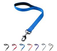 Cyclpet Correa corta de nailon prémium de 18 pulgadas con clip resistente y mango acolchado suave para perros grandes de raza media, uso diario, correr, caminar, entrenamiento, etc. (45,72 cm, azul