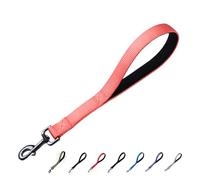 Cyclpet Correa corta para perro grande y gigante de 12 pulgadas con nailon de tráfico y mango acolchado cómodo (12 pulgadas, coral vivo)