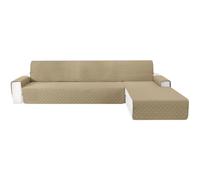 CYCMACO Antideslizante Funda Sofa Chaise Long 4 Plazas, Caqui | Funda Chaise Longue Derecho/Izquierdo Reversible, Universal, Ajustables, Antideslizante, Lavable, Para Gatos Perros