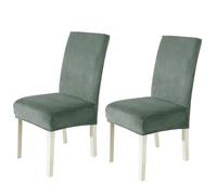 CYCMACO Fundas Sillas De Comedor Terciopelo Pack 2, Funda De Sillas Ajustables Y Elasticas, Universal Chair Cover Lavables Banquetes Hogar Restaurante Hotel, Verde Haba